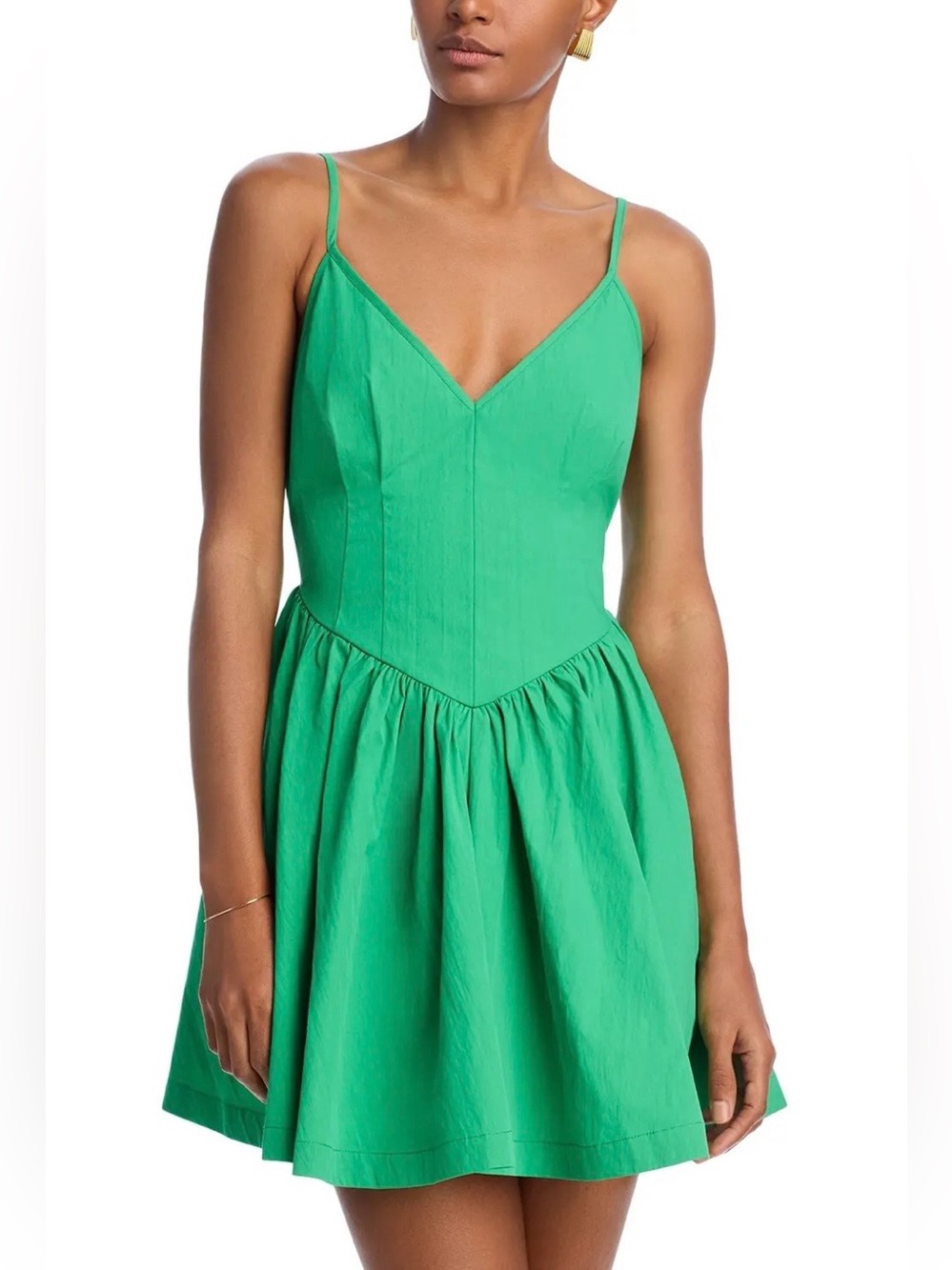 Aqua Bright Green Adjustable Spaghetti Strap Mini Dress